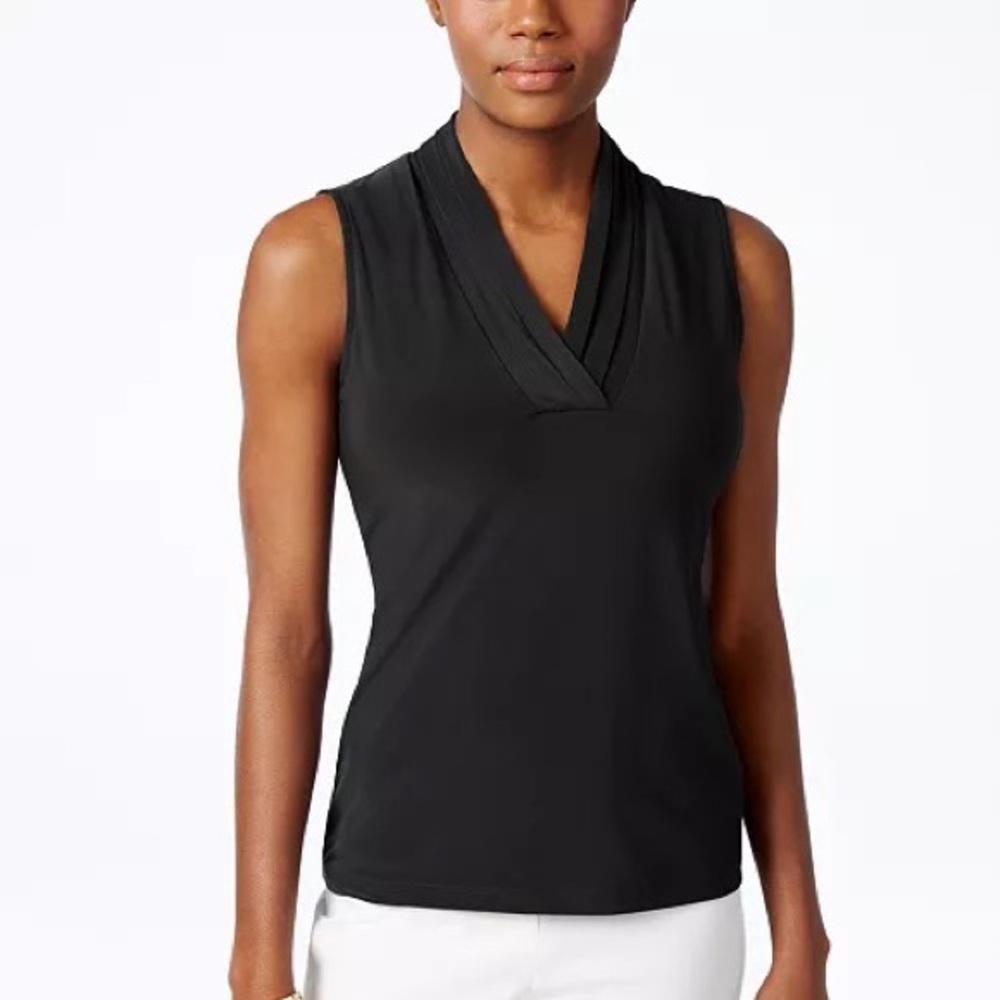 Anne Klein Pleated Shell Black XS NWT
